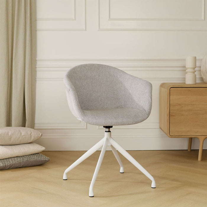Nolon Nola-Otis Eetkamerstoel Lichtgrijs - Draaibaar Wit Onderstel