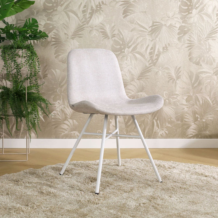 Nolon Noa-Fé Eetkamerstoel Beige - Stof - Wit Onderstel