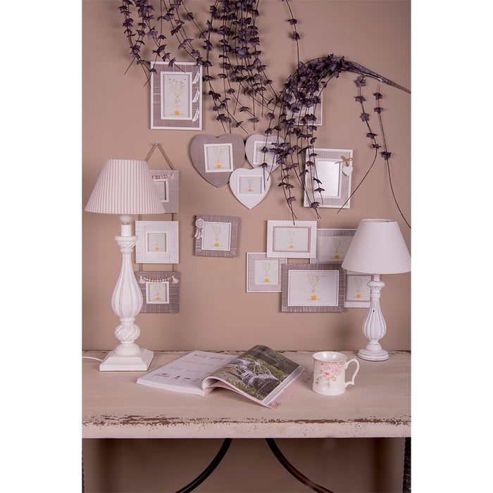 Clayre & Eef Fotolijst  9x13 cm Grijs Wit Hout Love Fotokader