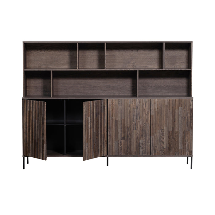 WOOOD New Gravure Wandkast B 200 cm - Essen - Espresso