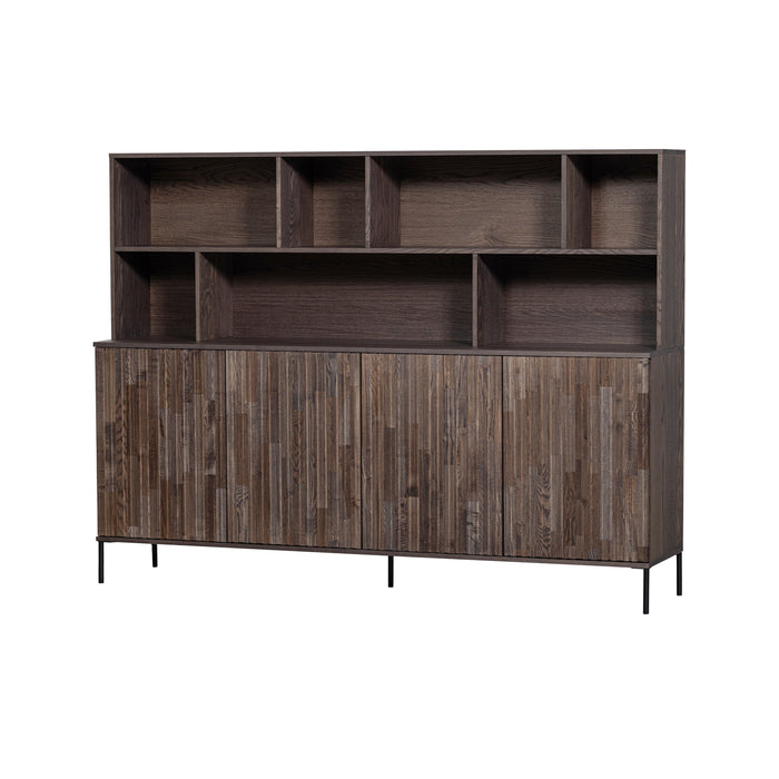 WOOOD New Gravure Wandkast B 200 cm - Essen - Espresso