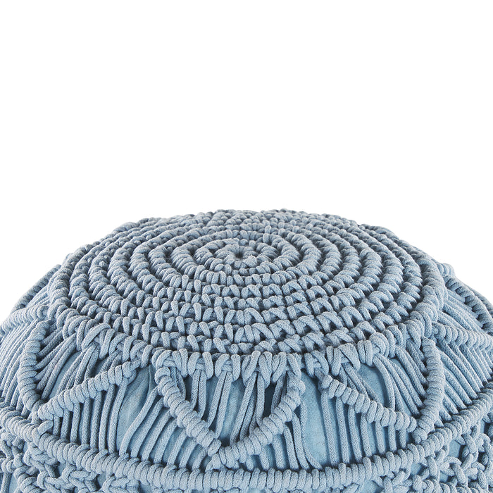 Beliani - KAYSERI - Poef - Blauw - 40 cm - Katoen