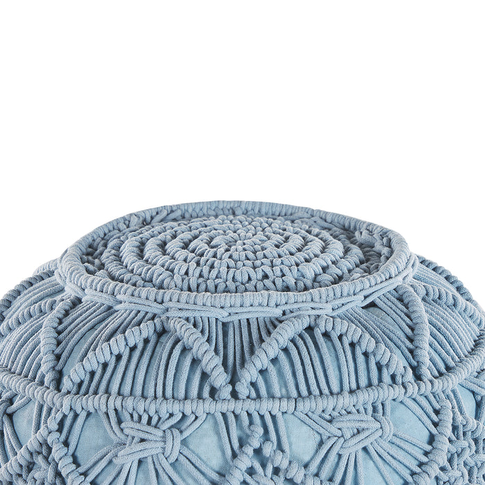 Beliani - KAYSERI - Poef - Blauw - 40 cm - Katoen