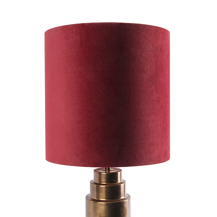 QAZQA Art deco tafellamp brons velours kap rood met goud 40 cm -