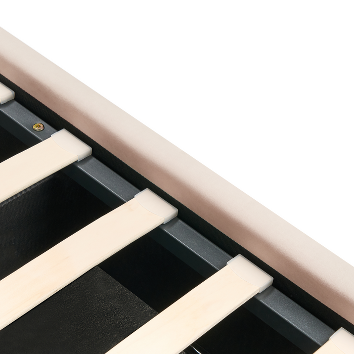 Beliani-LUBBON -Bed met opbergruimte-Beige-140 x 200 cm-Fluweel