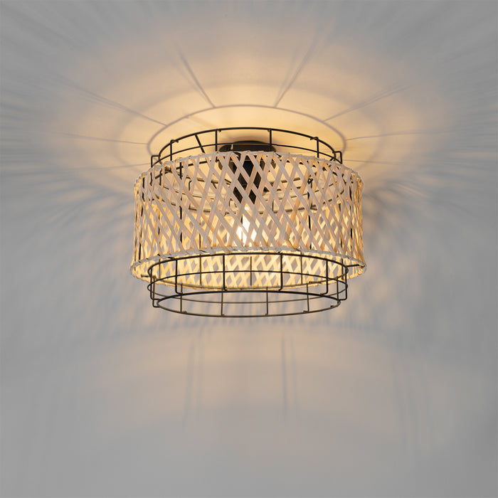 QAZQA Oosterse plafondlamp zwart met bamboe - Irena