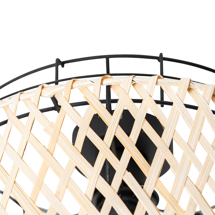 QAZQA Oosterse plafondlamp zwart met bamboe - Irena