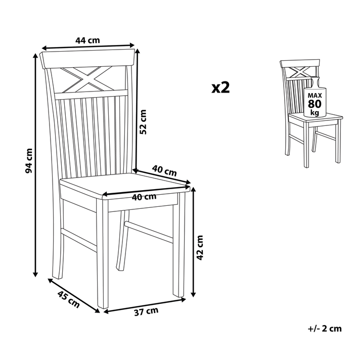 Beliani - HOUSTON - Eetkamerstoel - Wit - Rubberhout
