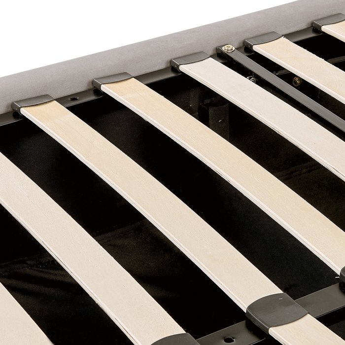 Beliani-LUBBON -Bed met opbergruimte-Lichtgrijs-180 x 200 cm-Fluweel