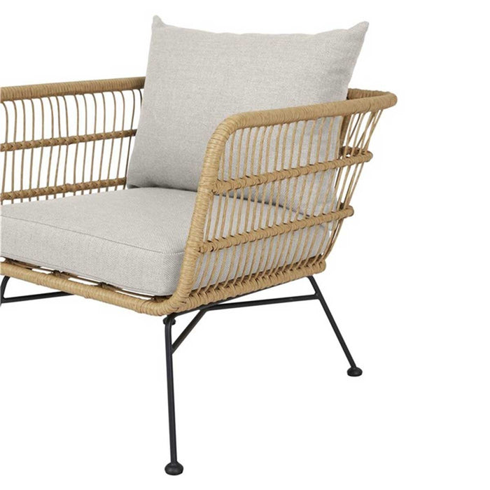 Lisomme Dax rotan tuinstoel naturel met kussens beige