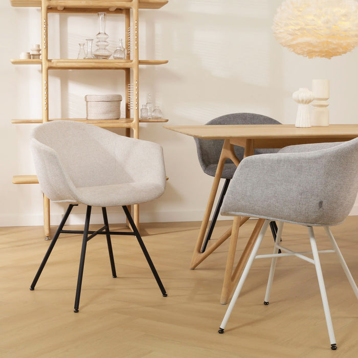Nolon Noa-Otis Eetkamerstoel Beige - met Armleuning - Zwart