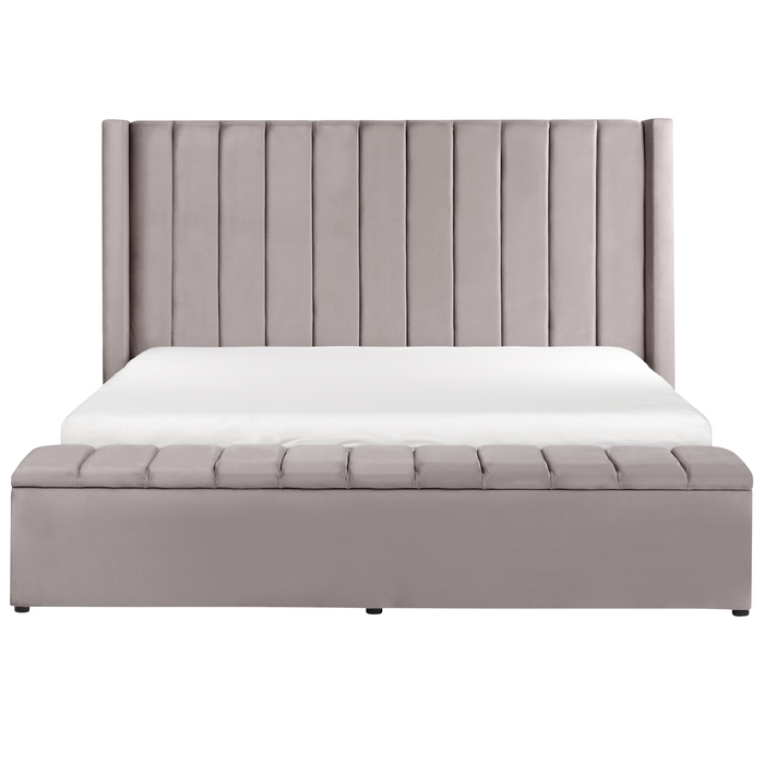 Beliani - NOYERS - Tweepersoonsbed - Grijs - 180 x 200 cm - Fluweel