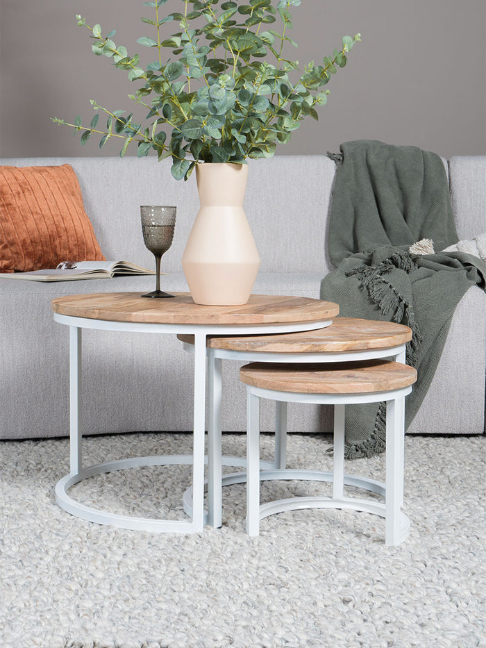 Home67 - Salontafel Set van 3 - Industriële Salontafelset Erjan - Wit