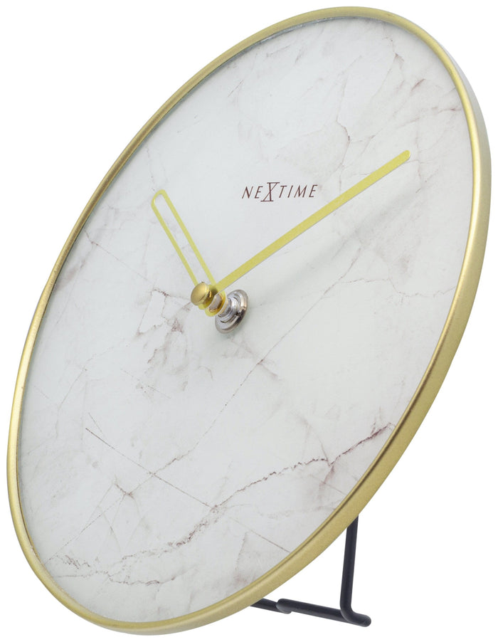 NeXtime - NeXtime - Stille Tafelklok -  20 cm - Glas | Metaal - Wit -