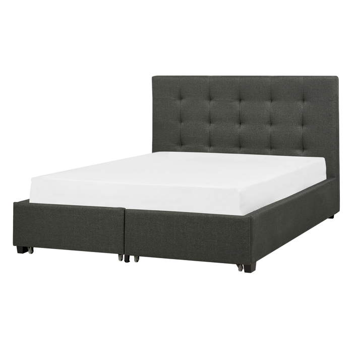 Beliani-ROCHELLE -Bed opbergruimte-Donkergrijs-140x200 cm-Polyester