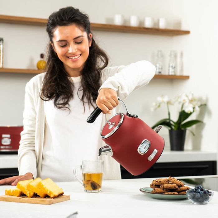 Westinghouse Retro Bundel - Waterkoker + 2 sneden Broodrooster - Rood