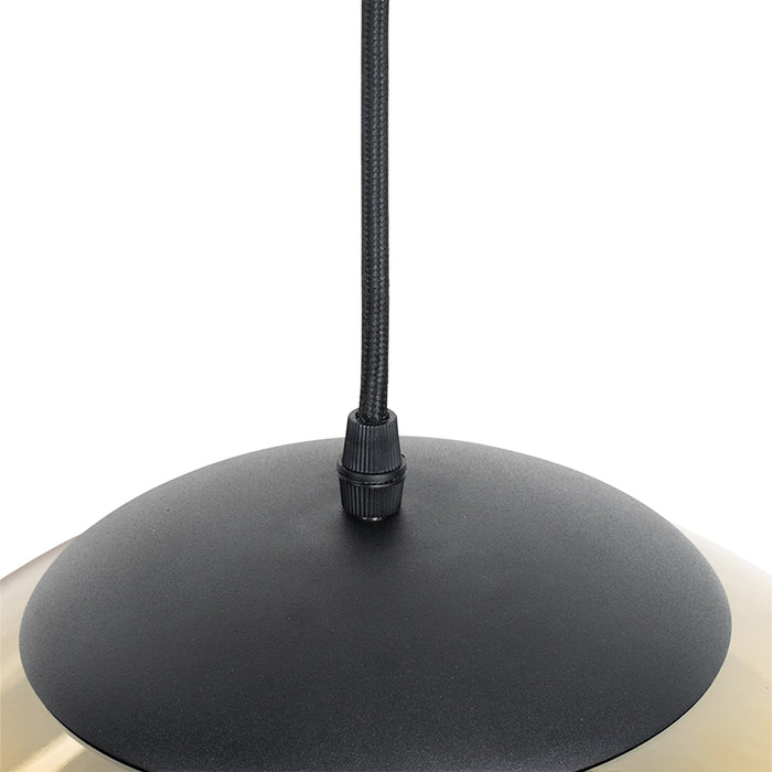 QAZQA Art deco hanglamp zwart met goud glas 33 cm - pallon