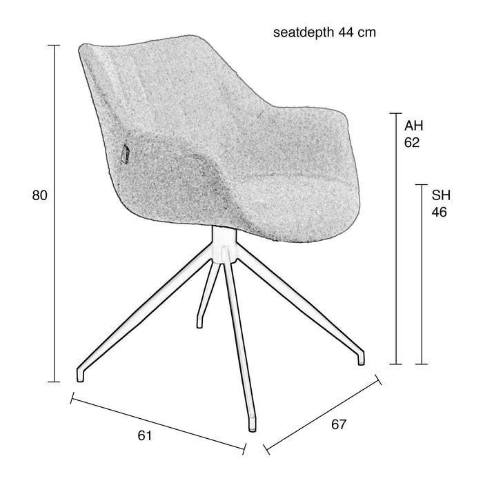 Zuiver Doulton Swivel Stoel Zwart