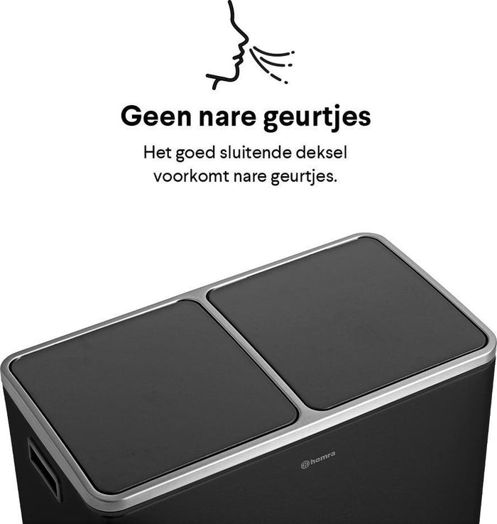 Homra QUICKX Duo Prullenbak - Afvalemmer Afvalscheiding 2 vakken – 60L