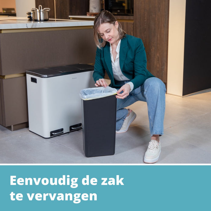 Homra SPARQ afvalscheiding Prullenbak - 3 vakken - 54L - Wit