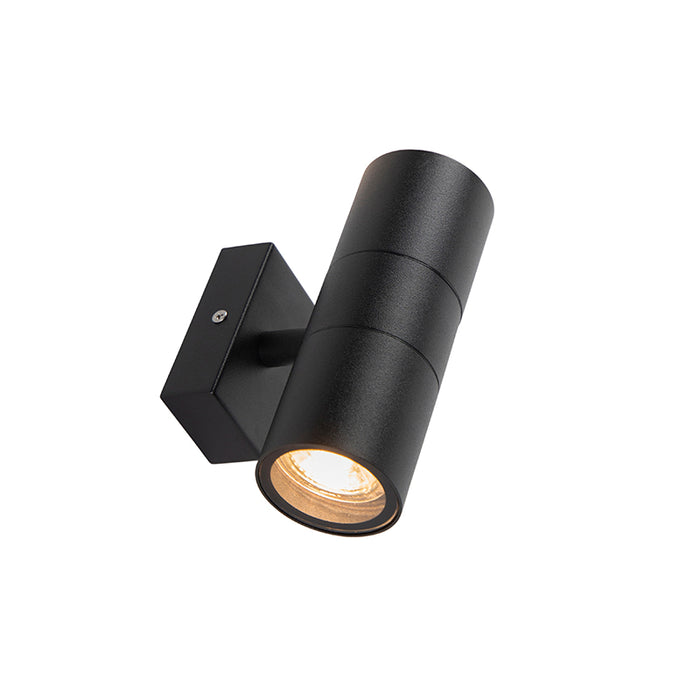 QAZQA Buitenwandlamp zwart 2-lichts IP44 - Duo