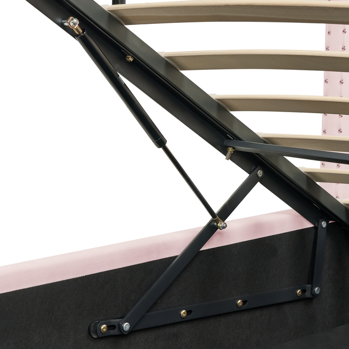 Beliani-LUBBON -Bed met opbergruimte-Pastelroze-160 x 200 cm-Fluweel