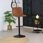 Bronx71 Industriële Barkruk Texas leer cognac 60 - 76 cm - draaibaar -