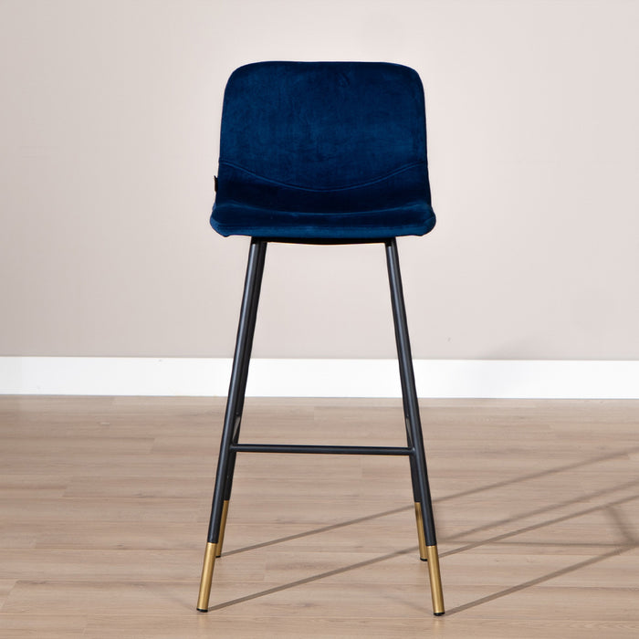 Bronx71 Velvet barkruk Mikky blauw 68 - 79 cm - Barkrukken set van 2