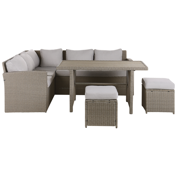 Beliani - BARDI - Loungeset voor 5 - Natuurlijk - PE rotan