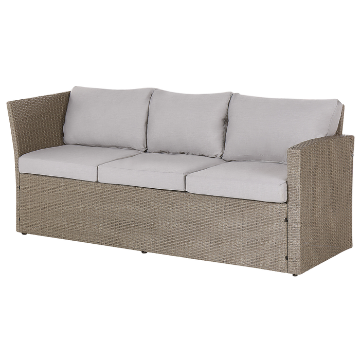Beliani - BARDI - Loungeset voor 5 - Natuurlijk - PE rotan