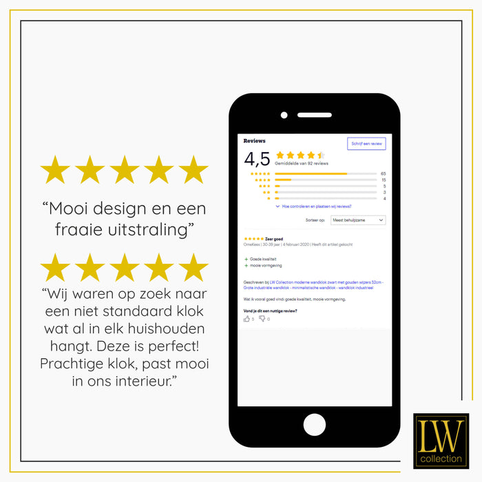 LW Collection Wandklok Levi brons romeins Ø60cm - bruin