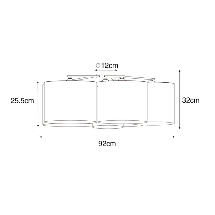 QAZQA Plafondlamp zwart met gouden binnenkant 6-lichts - Multidrum