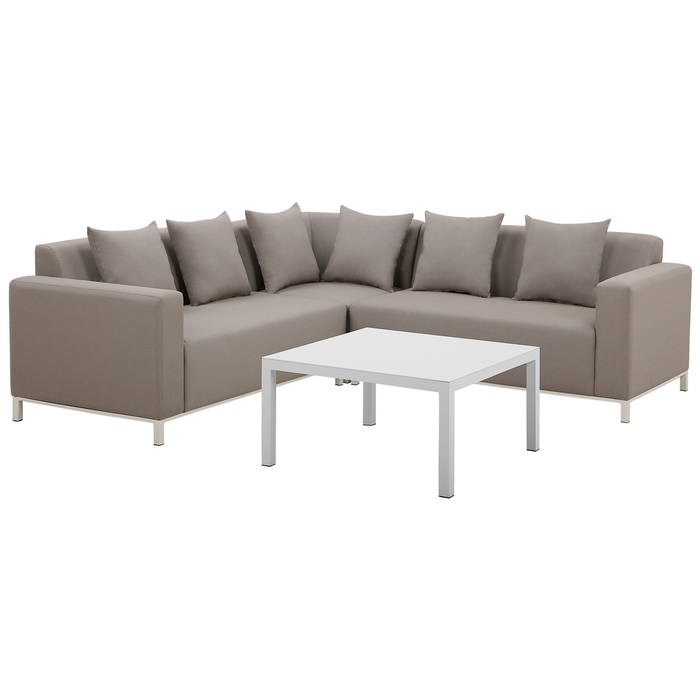Beliani - BELIZE - Loungeset voor 5 - Beige - Polyester