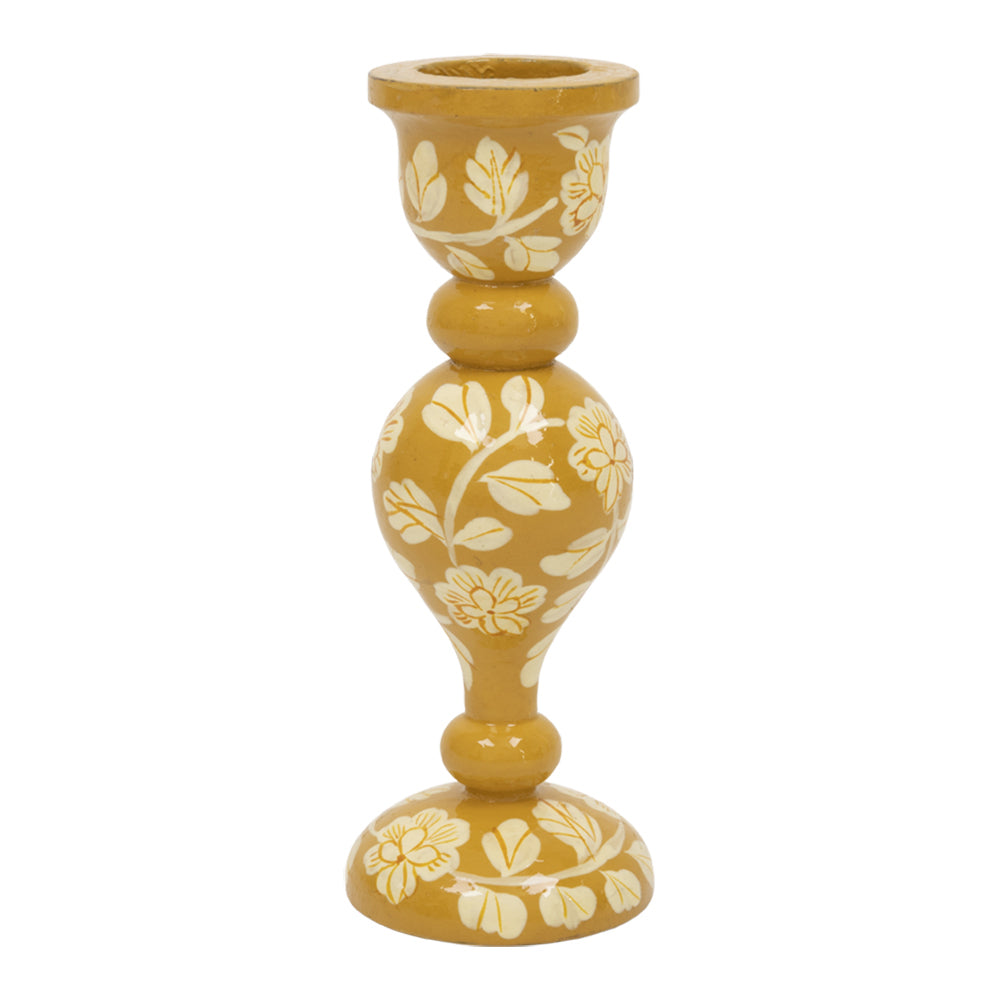 À la Kandelaar met Bloemenprint - L - Mosterd