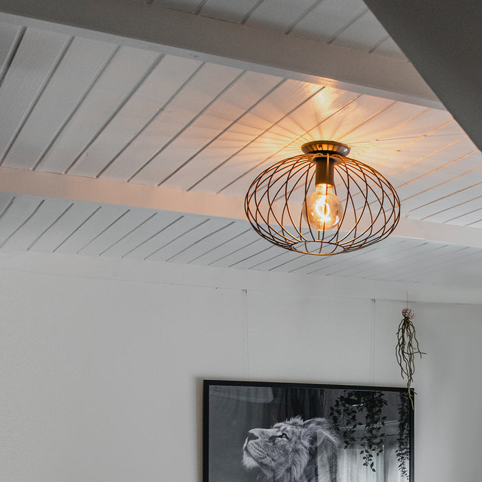 QAZQA Industriële plafonnière zwart - Margarita