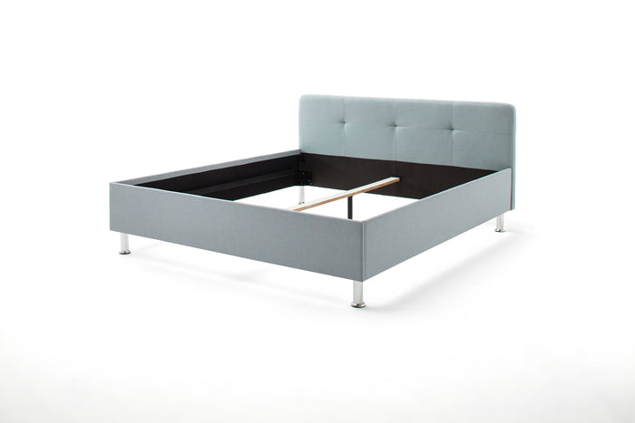 Hioshop Amelie gestoffeerd bed 180x200 cm Ijsblauw//Chroom décor
