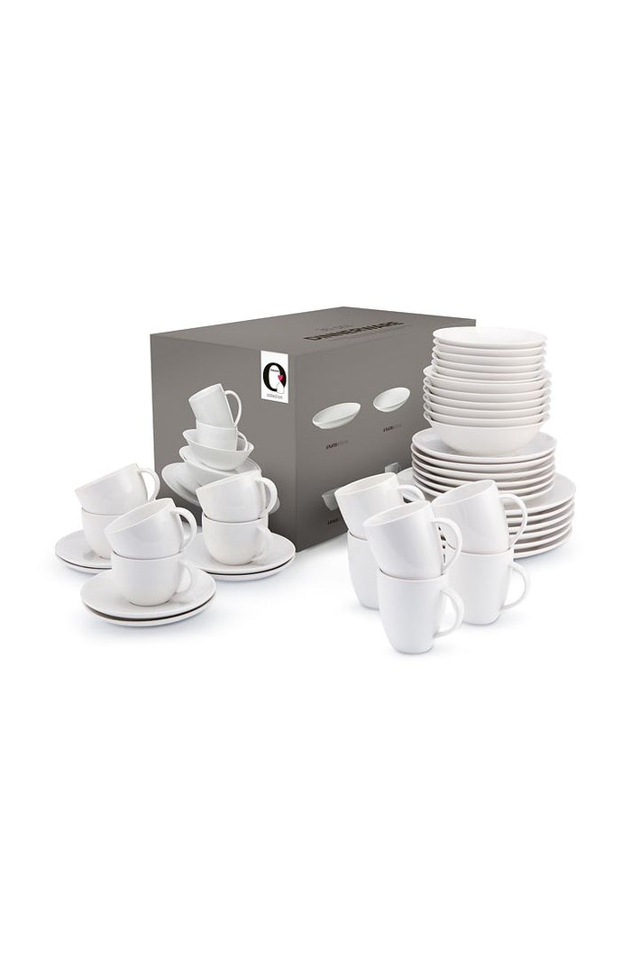 vtwonen Serviesset - Klassiek Wit - Porselein - 36-Delig