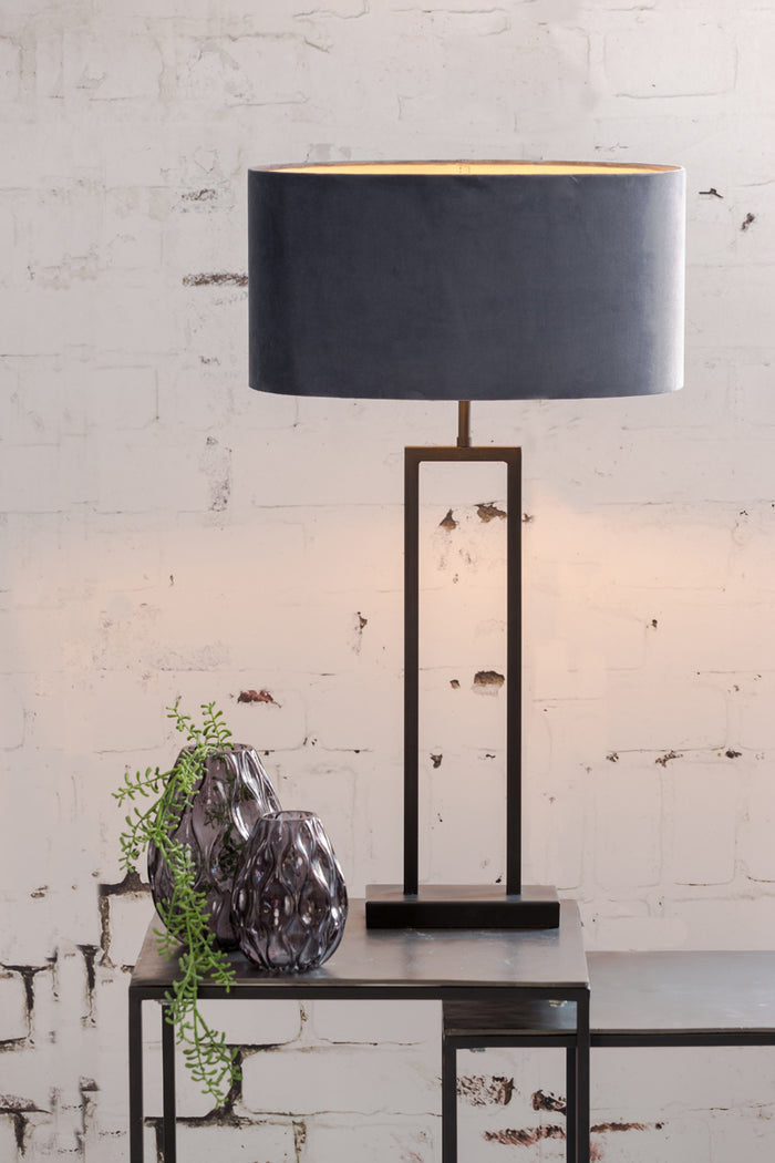 Light & Living Lampenkap Ovaal Velours - Dusty Blue - 45x21x22cm