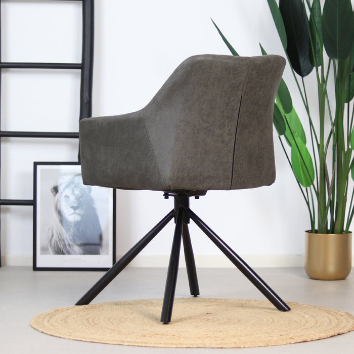 Bronx71 Industriële eetkamerstoel Dex antraciet eco-leer -