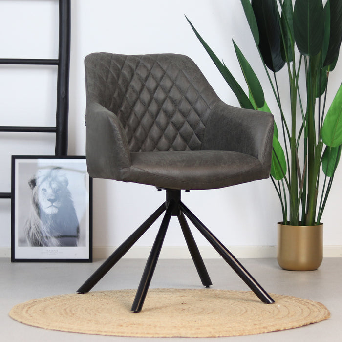 Bronx71 Industriële eetkamerstoel Dex antraciet eco-leer -