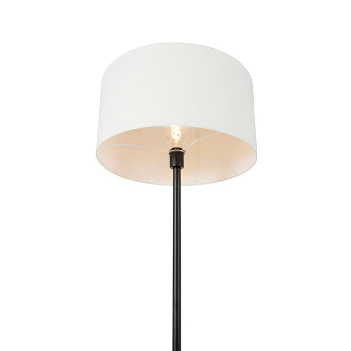 QAZQA Vloerlamp zwart met kap wit 50 cm - Simplo