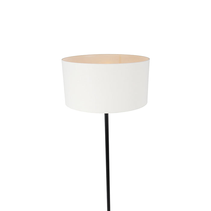 QAZQA Vloerlamp zwart met kap wit 50 cm - Simplo