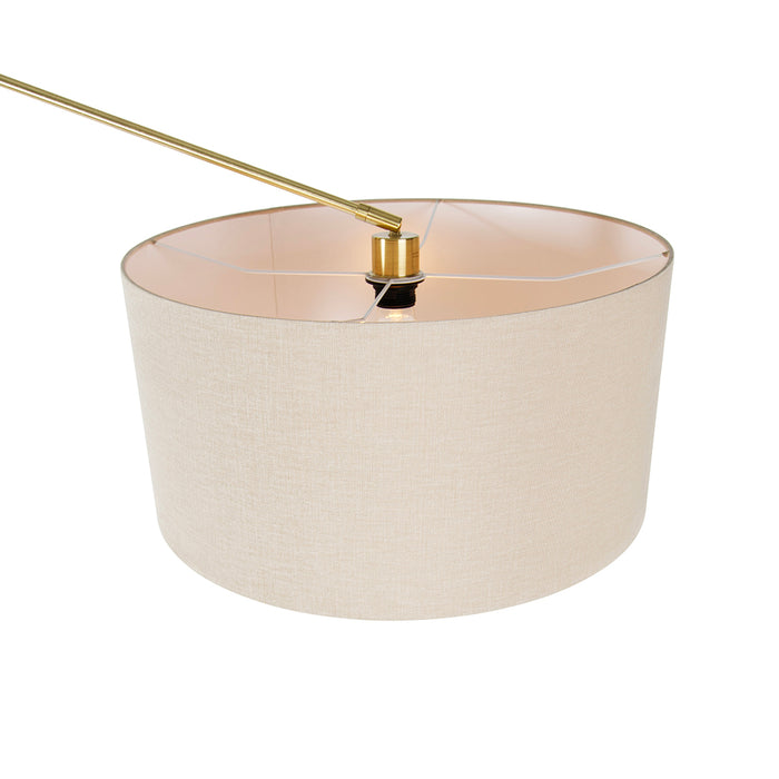 QAZQA Vloerlamp goud met kap lichtbruin 50 cm verstelbaar - Editor