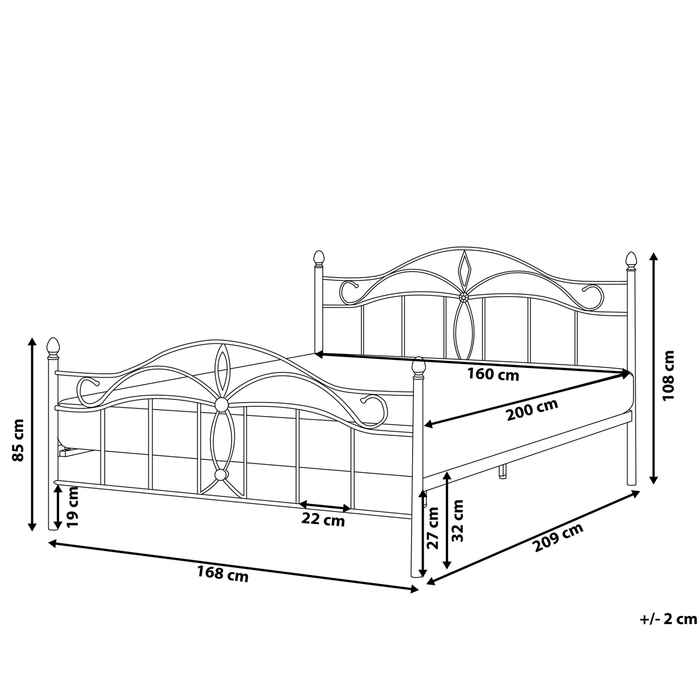 Beliani - ANTLIA - Tweepersoonsbed - Zwart - 160 x 200 cm - Metaal