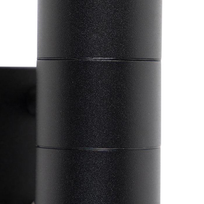 QAZQA Buiten wandlamp zwart 2-lichts IP44 met schemersensor - Duo
