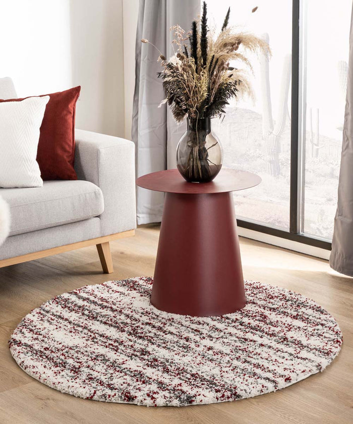 Boho&me Rond hoogpolig vloerkleed strepen Artisan - grijs|rood - 300
