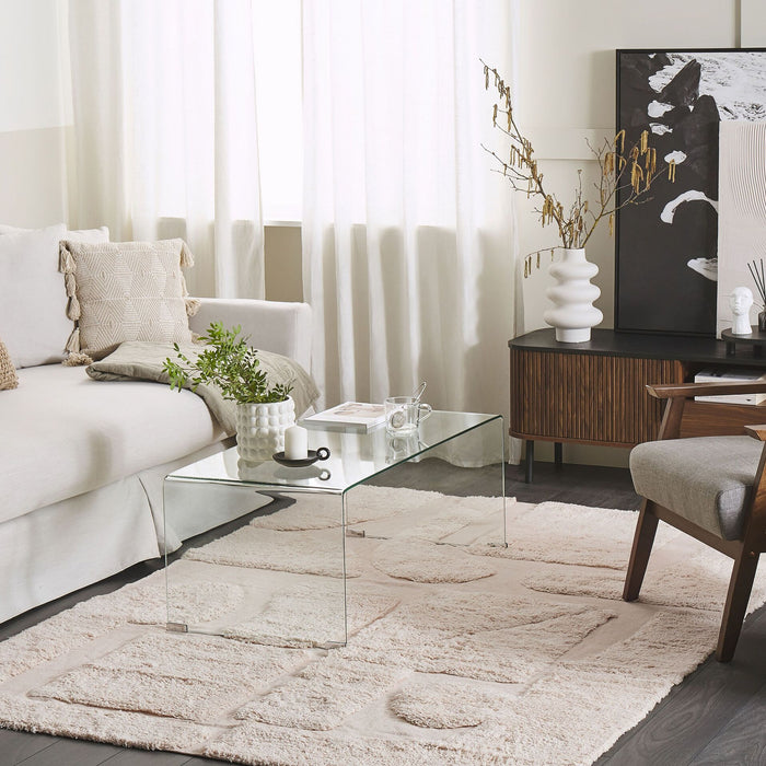 Beliani-DIYADIN-Laagpolig vloerkleed-Beige-160 x 230 cm-Katoen