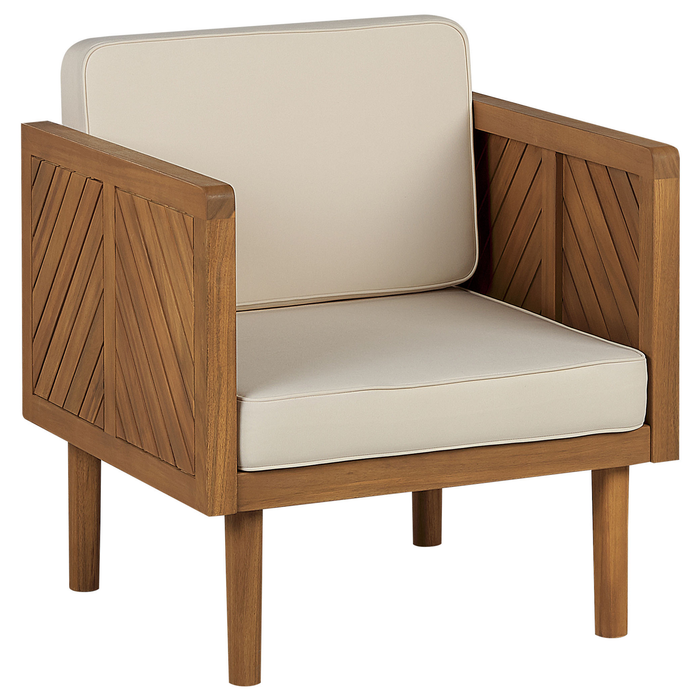 Beliani-BARATTI-Loungeset voor 5-Lichte houtkleur|Wit-Acaciahout