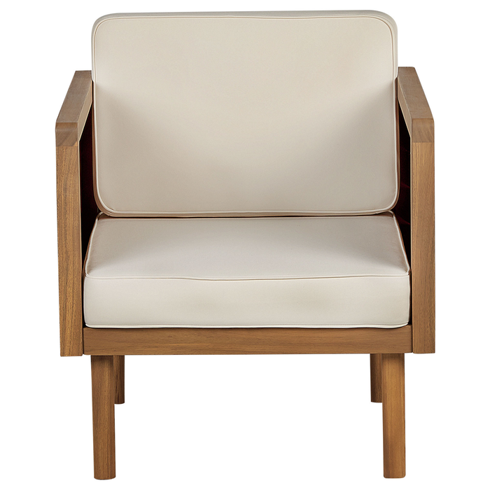 Beliani-BARATTI-Loungeset voor 5-Lichte houtkleur|Wit-Acaciahout