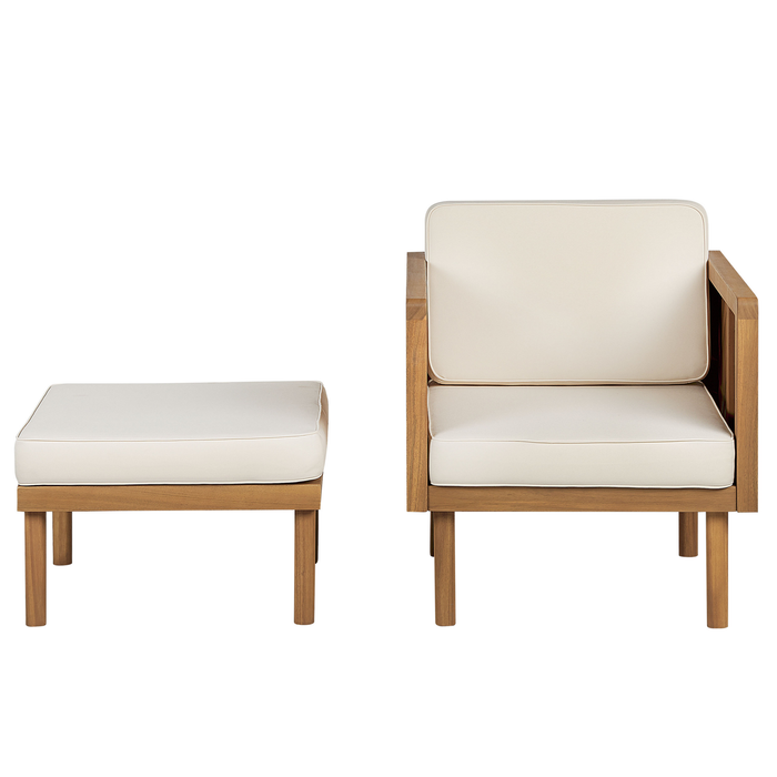 Beliani-BARATTI-Loungeset voor 5-Lichte houtkleur|Wit-Acaciahout